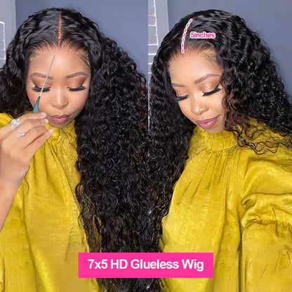 Water Wave Glueless Human Hair Wig – Curly 13x6/13x4 HD Frontal, 250% Density Deep Wave, 7x5 HD Lace Closure, CEXXY Sale