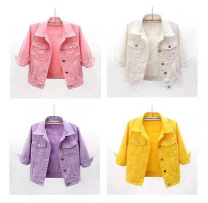 Women’s Denim Jacket – Spring & Autumn Short Coat, Casual Pink Jean Jackets, Loose Purple, Yellow & Blue Outerwear Tops