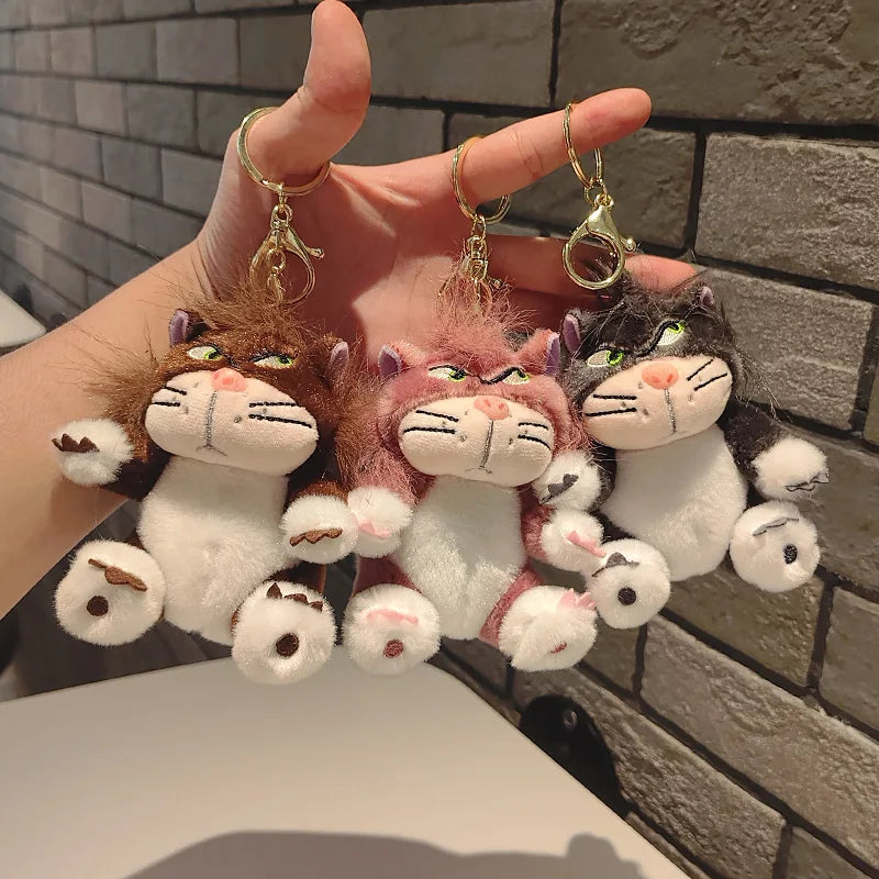 Funny Lucifer Cat Plush Keychain - 12cm Cross-Eyed Kitten Bag Pendant Doll