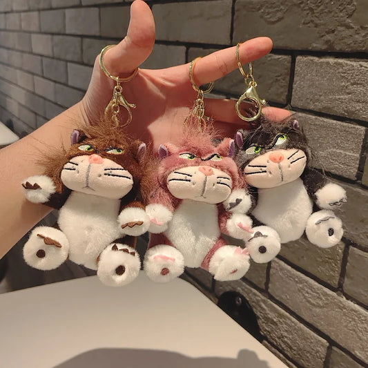 Funny Lucifer Cat Plush Keychain - 12cm Cross-Eyed Kitten Bag Pendant Doll