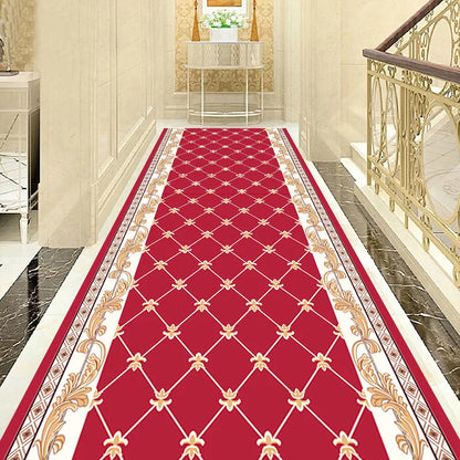 Luxury Chinese Classical Corridor Rug – Crystal Velvet Washable Carpet for Villa, Hotel & Hallway