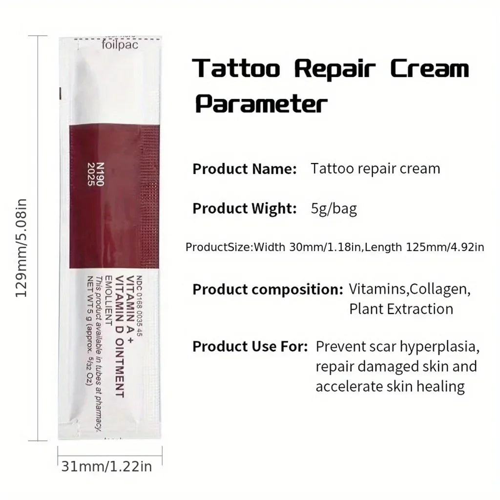 100pcs Tattoo Aftercare Cream – Anti-Scar Vitamin Lotion for Permanent Makeup, Eyebrow, Eyeliner & Lips, 5g