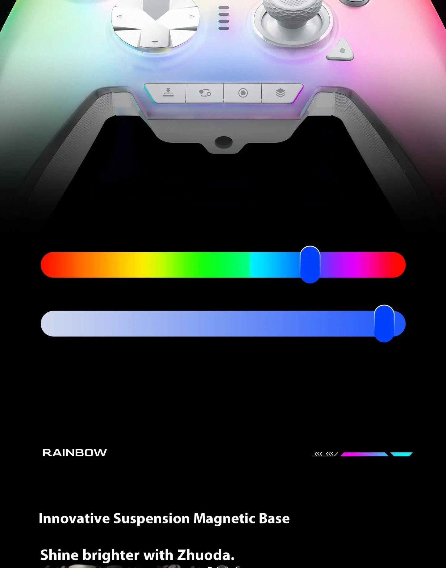 Bigbigwon Rainbow3 Wireless Game Controller Charging Base – RGB Magnetic Dock for PC Gaming