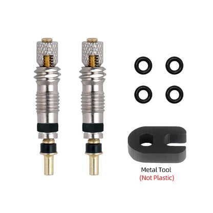 Deemount Presta Valve Core Replacement — Brass FV Nozzle with Alloy Remover Tool for MTB & Road Bikes