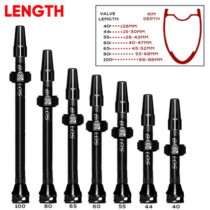 BUCKLOS Tubeless Presta Valves 40–100mm — Aluminum Alloy Bike Valve Stem for Road & MTB