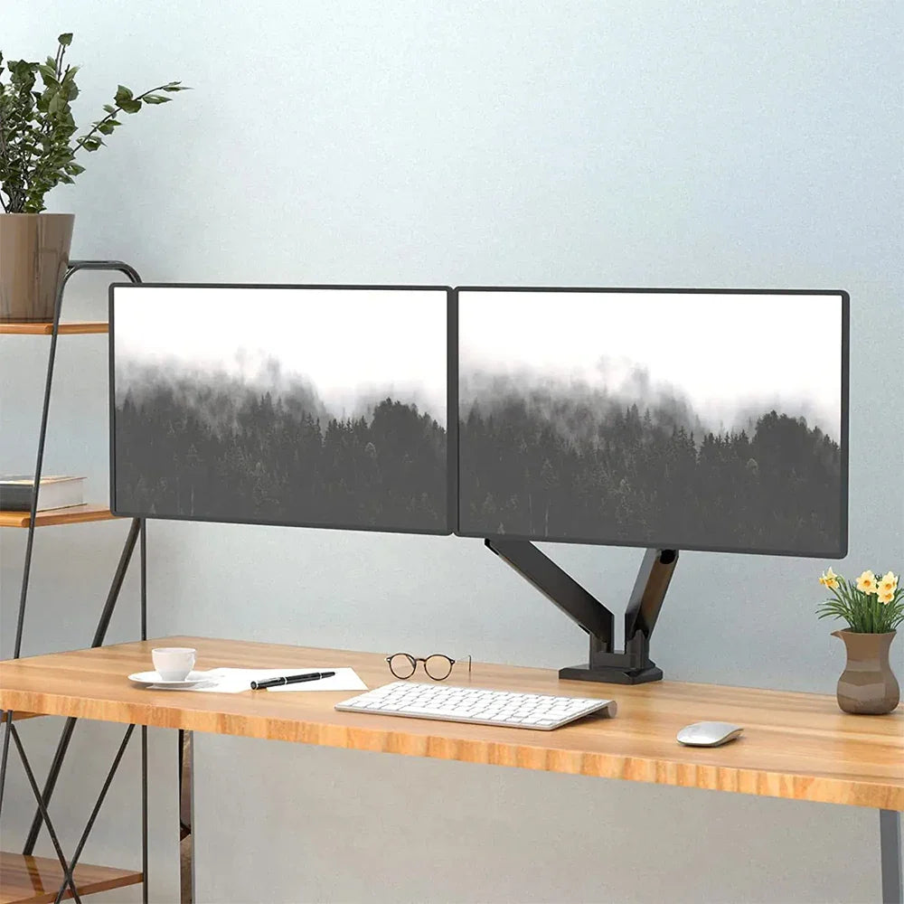 Dual Monitor Desk Mount – Mechanical Arm, VESA 100x100mm, Height Adjustable, Supports 32" Screens & 19.8 lbs per Screen