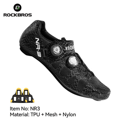 ROCKBROS Cycling Shoes - Professional Road Bike Self-Locking SPD Cleat Shoes with Knob Buckle Fastening