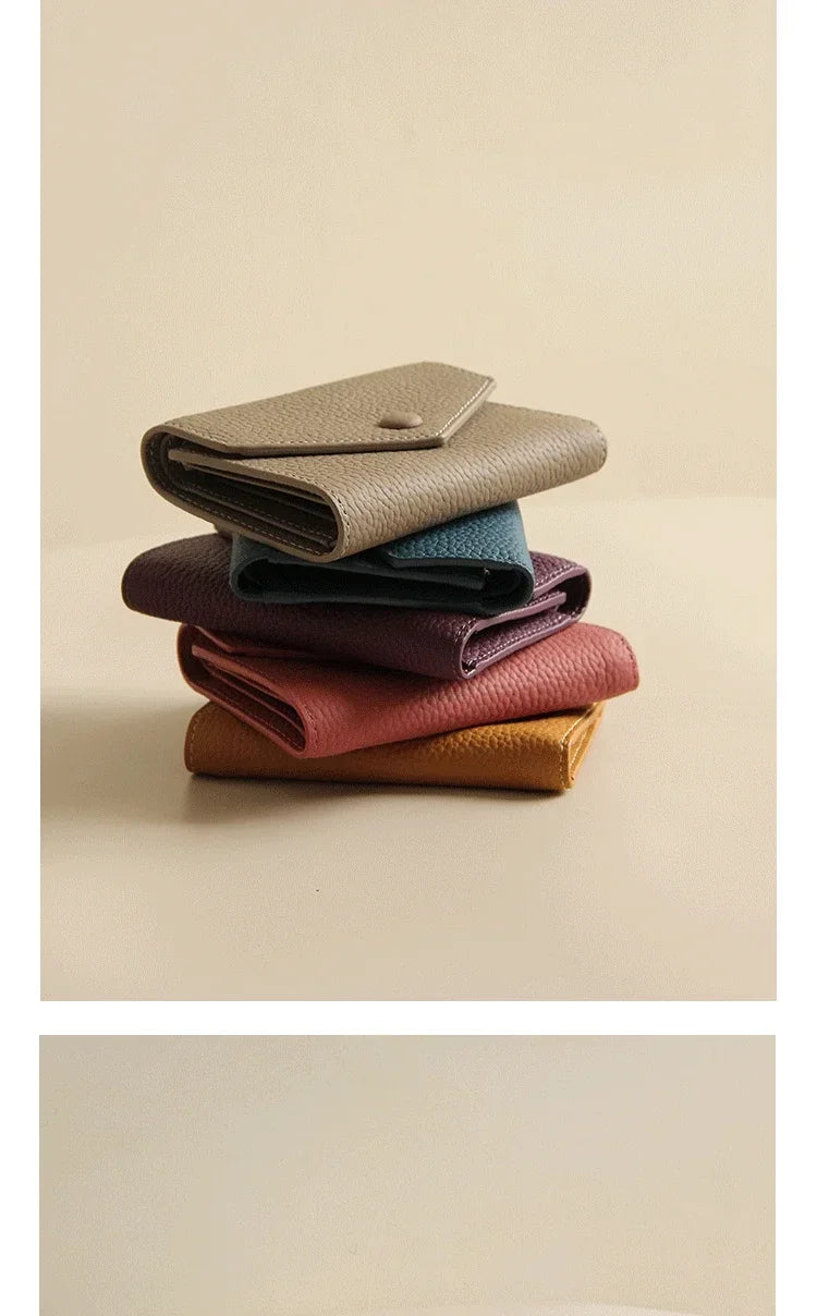 2024 New PU Leather Women's Small Wallet – Luxury Envelope Card Holder, Designer Zip Coin Purse, Short Cowhide Style