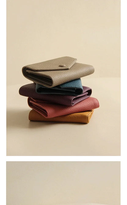 2024 New PU Leather Women's Small Wallet – Luxury Envelope Card Holder, Designer Zip Coin Purse, Short Cowhide Style
