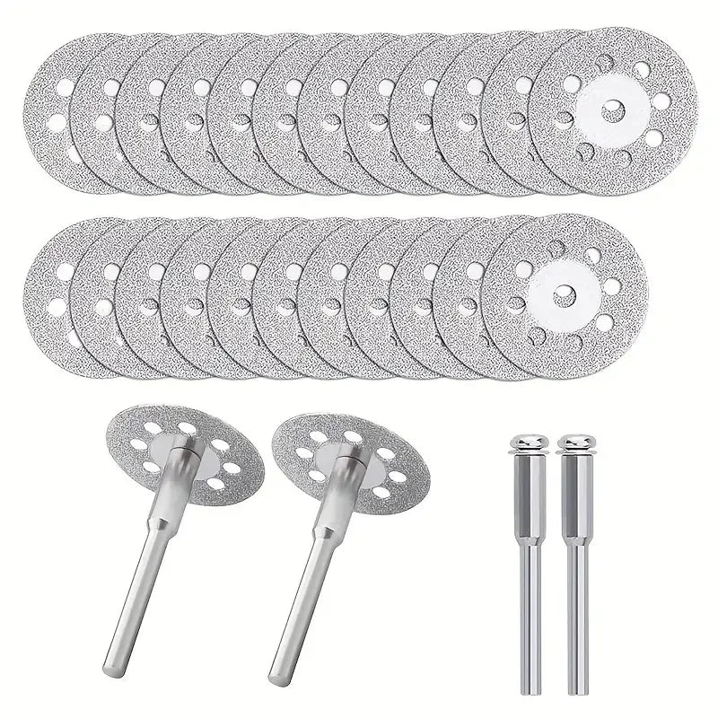 Diamond Cut Off Rotary Tool Discs: 10Pcs 16-30mm Mini Sharp with Hole for Dremel - DIY Accessories with 2Pcs Rod