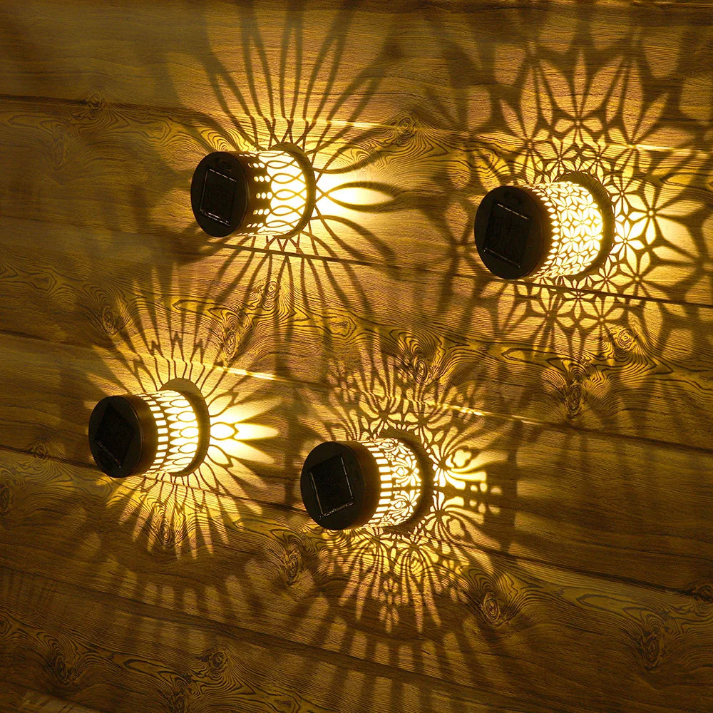 Solar Mandala Fence Lights - Decorative Garden Wall Lamps for Patio, Courtyard & Walkway Decor