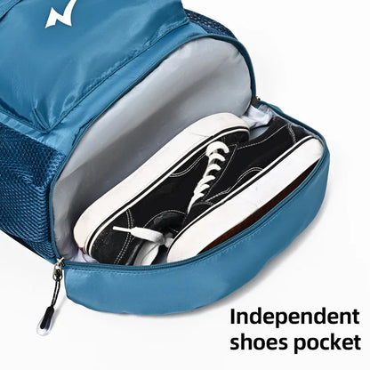 Drawstring Fitness Bag — Lightweight Multi-Pocket Gym Backpack with Separate Shoe Compartment, Foldable Outdoor Training Bag