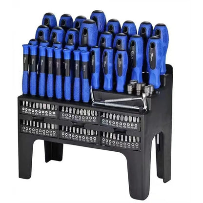 100Pcs Magnetic Screwdriver Set - Precision Hand Tool Kit with Storage Rack