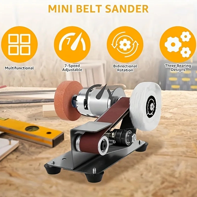37PCS 3-in-1 Mini Belt Sander Kit — DIY Metal, Wood, Handicraft & Knife Grinding Tool Set