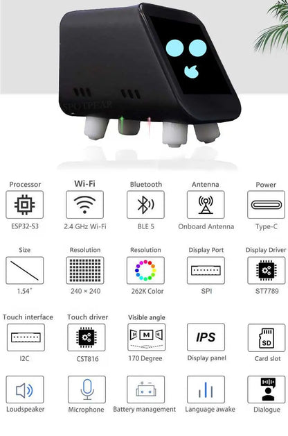DeepSeek XiaoZhi AI Chat Robot - ESP32-S3 1.54" LCD Development Board with WiFi, Weather Station & Clock Display