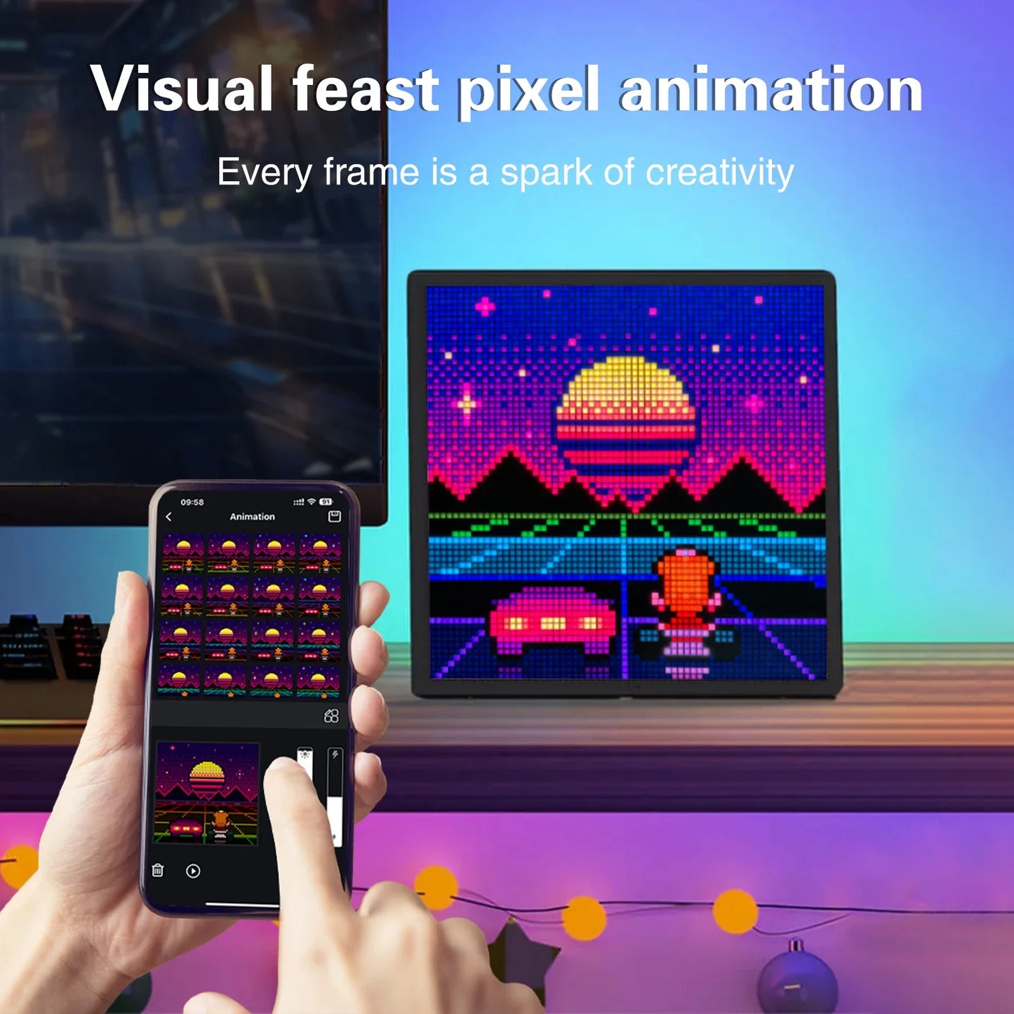 64x64 RGB LED Pixel Matrix Display Panel – Programmable Smart Pixel Art Screen with Bluetooth APP Control Creative LED Sign Board