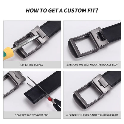 Genuine Leather Men's Click Belt – Luxury Designer Automatic Buckle for Jeans, High-Quality Waist Strap
