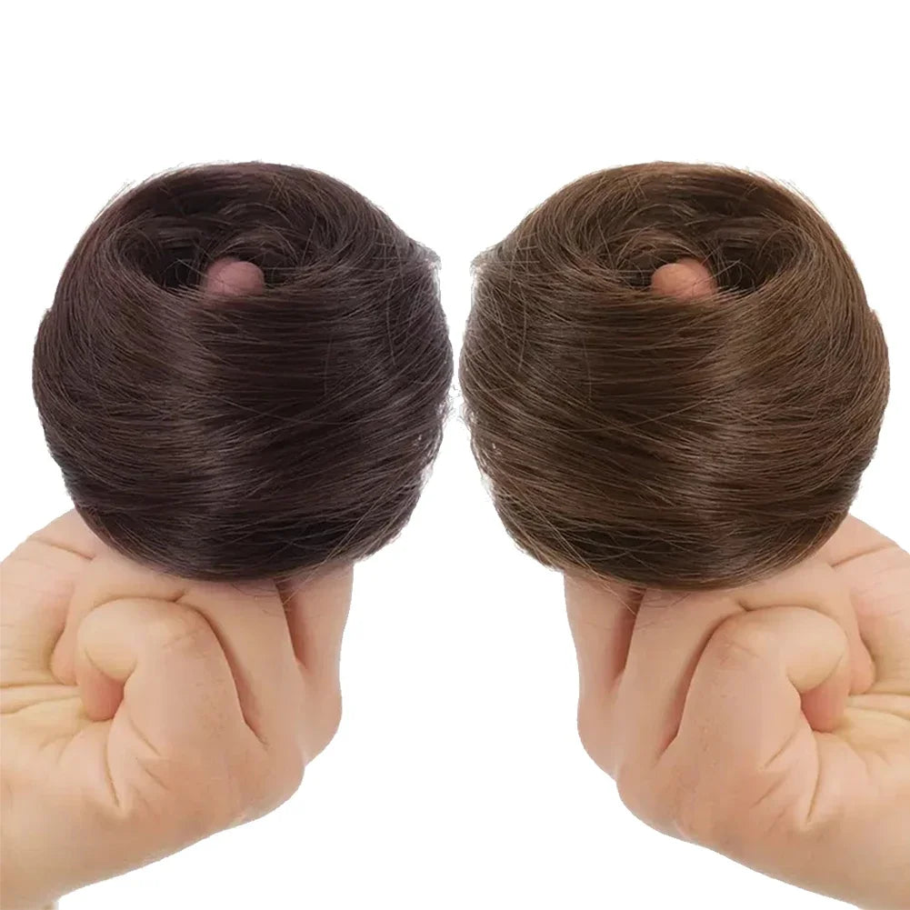 100% Human Hair Bun Ponytail Hairpiece – Brazilian Hair Scrunchie Updo, Donut Chignon Hair Extension for Women