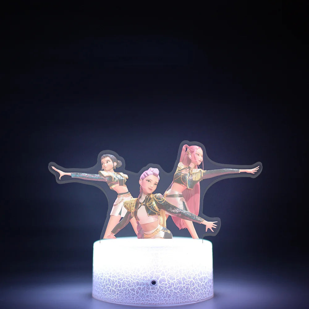 K-Pop Demon Hunters LED Night Light – Zoe, Mira, Rumi, Saja 16-Color Remote Control
