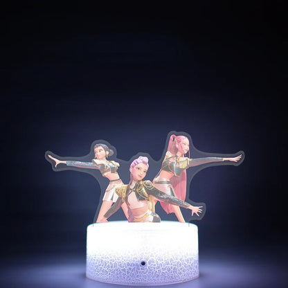 K-Pop Demon Hunters LED Night Light – Zoe, Mira, Rumi, Saja 16-Color Remote Control