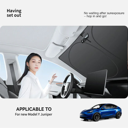 Tesla Model 3/Y Highland Juniper 2026 Side Window Sunshade with Suction Cups – Car Sun Protection Cloth Cover Accessory