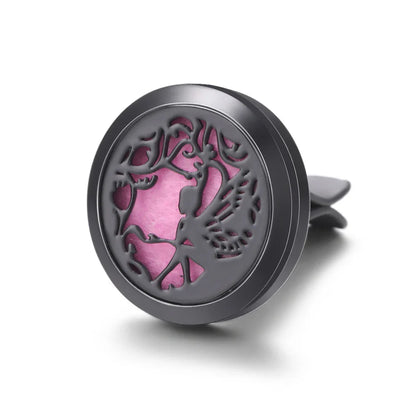 All-Black Tree of Life Car Air Freshener – Stainless Steel Aromatherapy Essential Oil Diffuser Locket Pendant