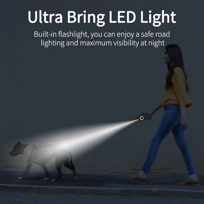 Experience Ultimate Pet Freedom with ROJECO 5M Automatic Retractable Dog Leash - LED Luminous Fashionable Light Straps for Dog Walking and Running