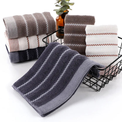 3-Piece Cotton Towel Set – 2 Hand Face Towels 35x75cm + 1 Bath Towel 70x140cm Soft Washcloth Gift Set