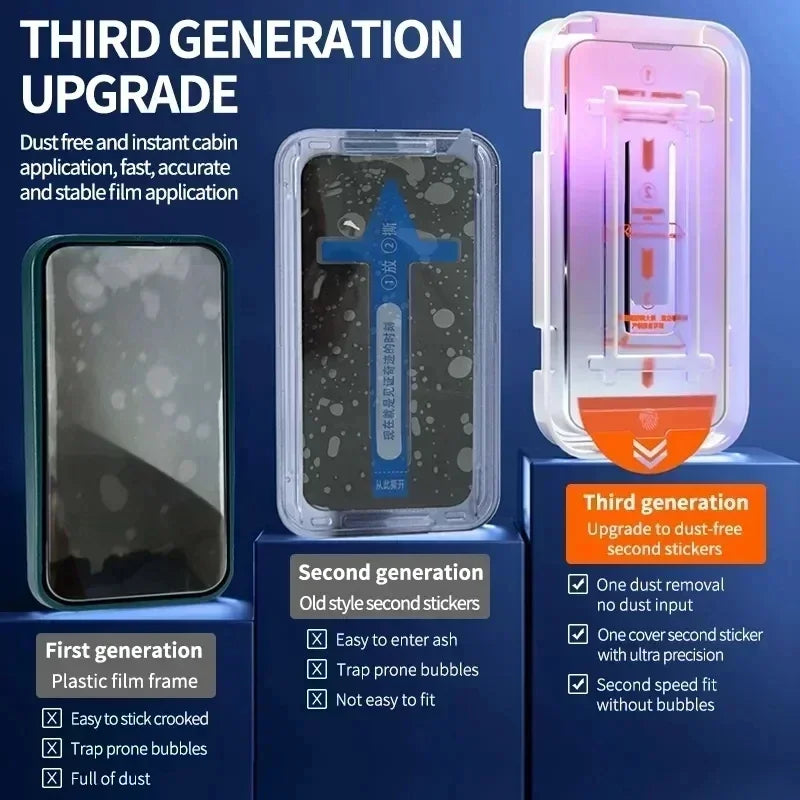 3Pcs Oleophobic Coating Screen Protector for iPhone 11-16 Pro Max, Plus, XR & XS – Dust-Free Matte Glass Installation