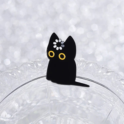 Black Cat Void Loading Enamel Pin - Cute Cartoon Kitten Brooch Animal Jewelry Gift