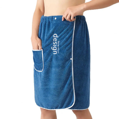 Men’s Quick Dry Grooming Towel - Secure Buckle Bath Wrap with Pocket for Gym, Spa, Sauna and Shower Use