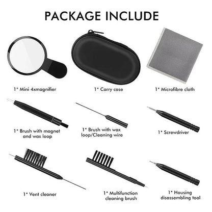 1-9PCS Hearing Aid Cleaning Tool Set – Brushes, Vent Cleaners, Magnets & Wax Loops for Ear Device Maintenance