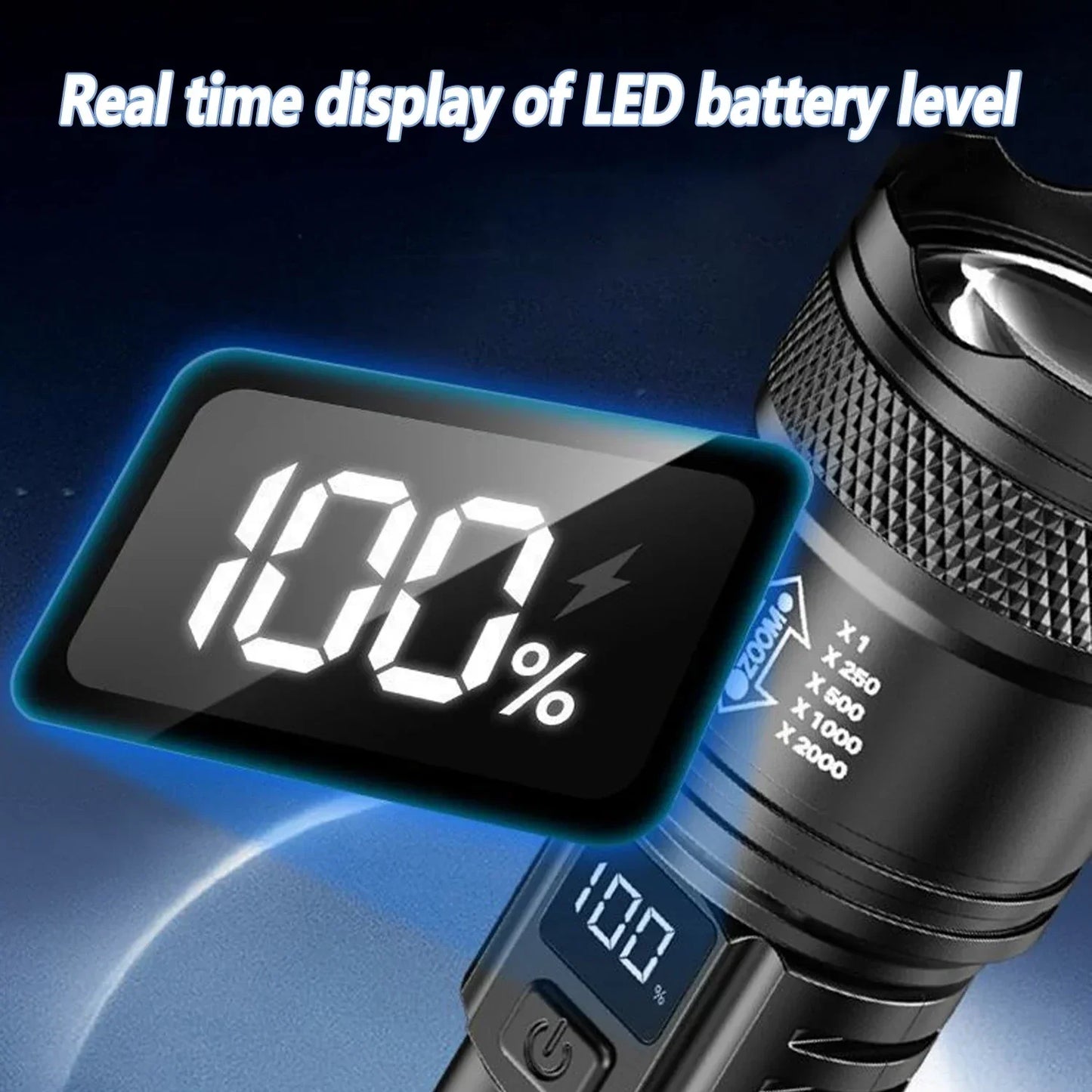 2000LM Ultra Bright P50 LED Tactical Flashlight – Telescopic Zoom Handheld Torch EDC Emergency Spotlight (14500/18650 Battery Compatible)