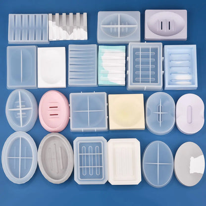 DIY Silicone Soap Dish Mold – Epoxy Resin Soap Holder with Drain, Practical Storage Box for Home Decoration