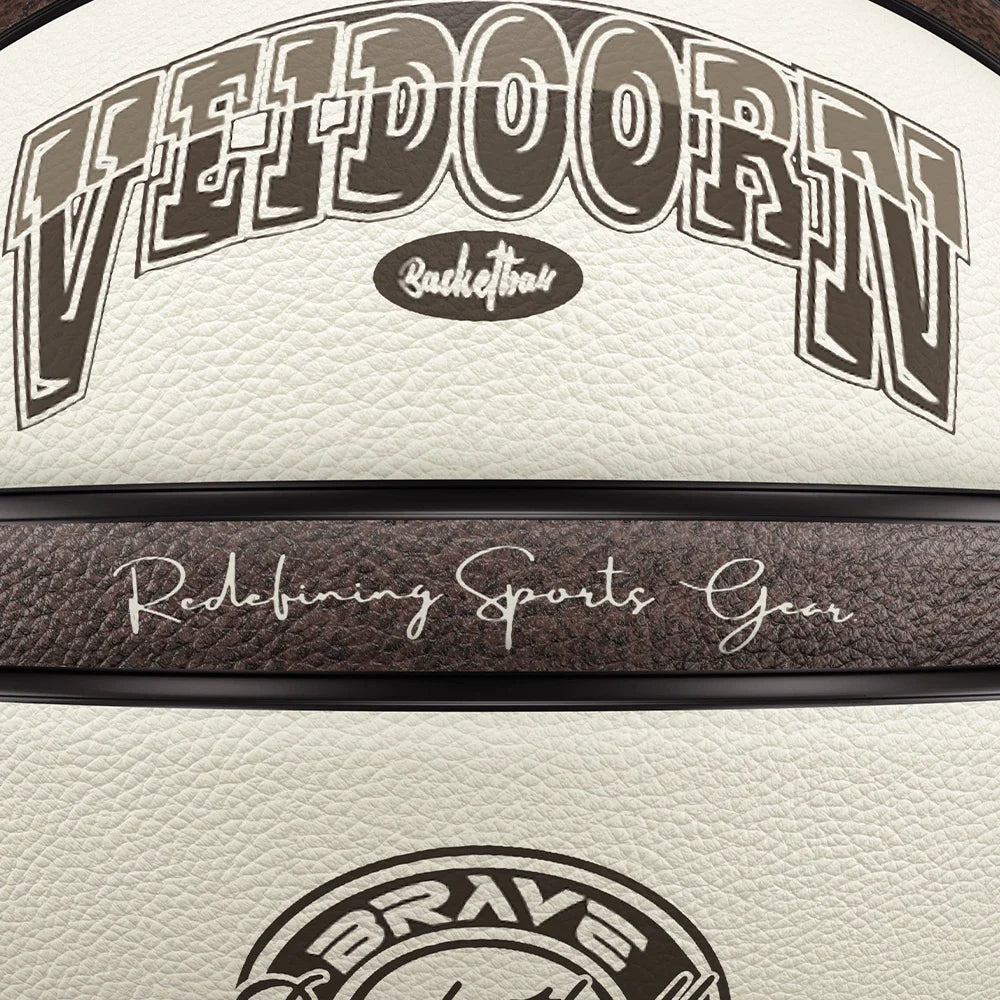 Veidoorn Official Size 7 Basketball — Brown Beige PU, 4-Layer Durable Outdoor Game Ball, Professional Quality