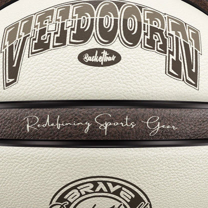 Veidoorn Official Size 7 Basketball — Brown Beige PU, 4-Layer Durable Outdoor Game Ball, Professional Quality