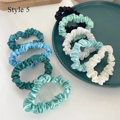 10pcs Satin Hair Scrunchies Set – Colorful Women’s & Girls’ Hair Bands, Soft Fabric Hair Ties