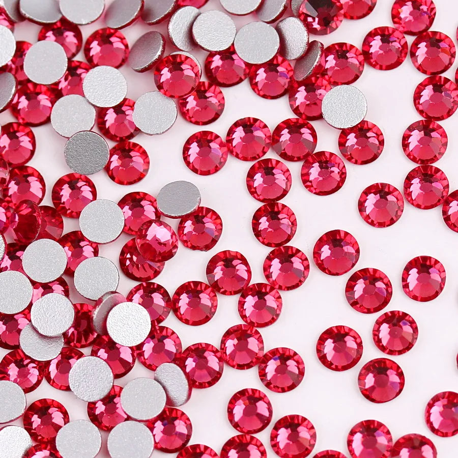 Glass Crystal Flatback Rhinestones SS6–SS30 Set – 7 Sizes Non-Hotfix Round Nail Art Beads for DIY Crafts & Decoration