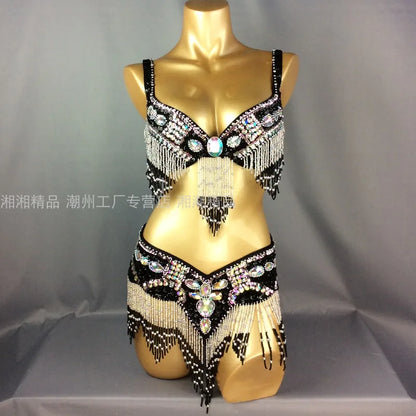 Sexy Girl Belly Dance Costume Set – Bra & Belt Set in 10 Colors for Ladies Bellydancing