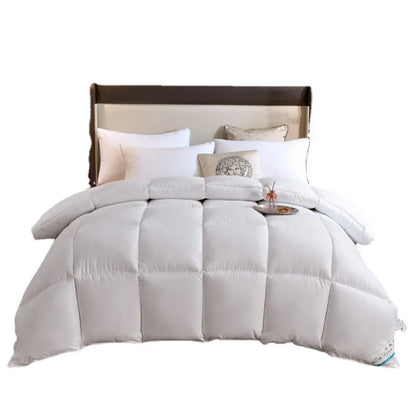 100% Goose Down Duvet – Quilted Cotton Comforter, Warm Winter Blanket with Solid Color Design