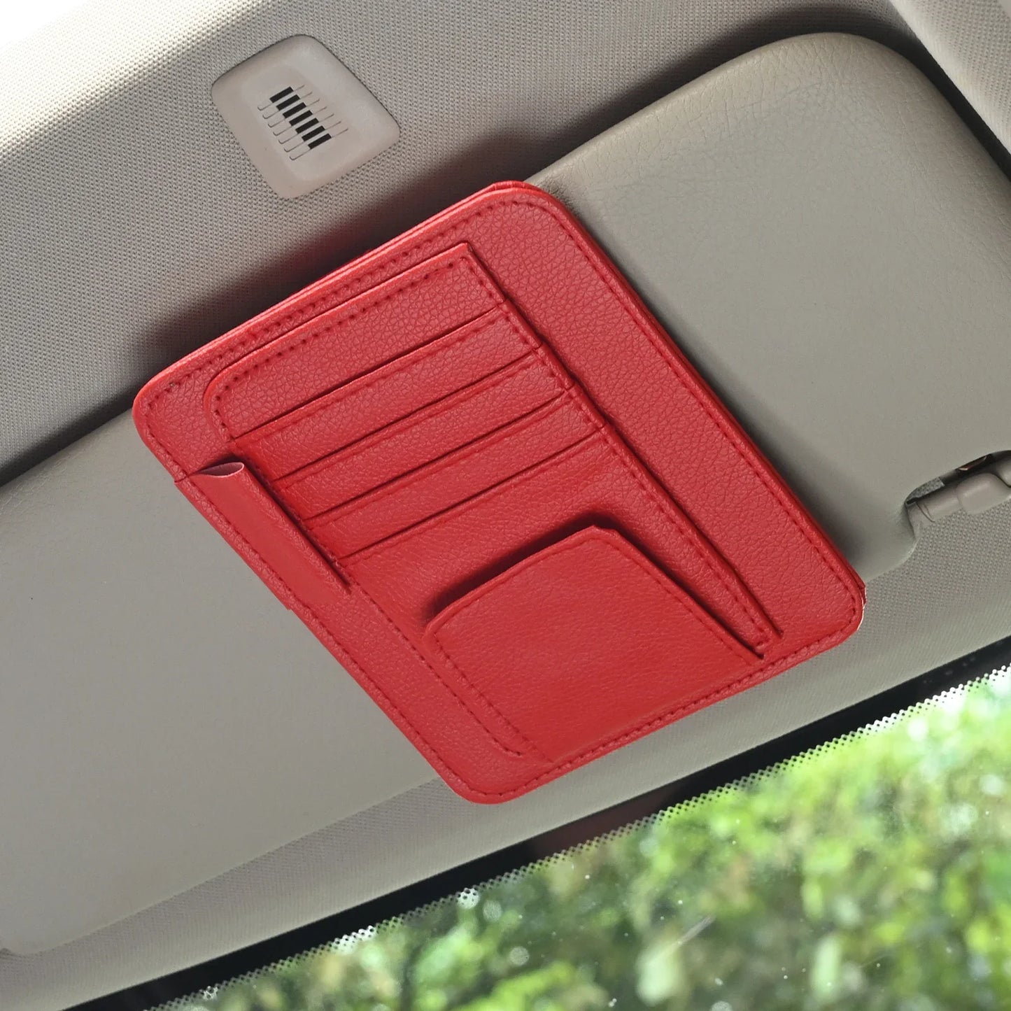 Car Visor Organizer – Multi-Pocket Pouch Bag for Cards, Glasses & Storage, Scratch-Resistant Auto Visor Holder for Car Interior