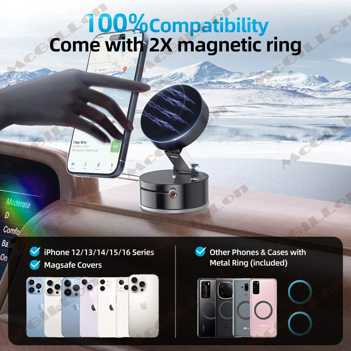 Vacuum Magnetic Folding Swivel Stand – Double-Sided Suction Cup Universal Mobile Phone Holder