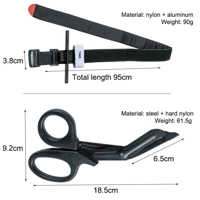 Military Tactical First Aid Rotary Pressure CAT Aluminum Rod Tourniquet - Essential Hiking, Camping, Survival Gear for Molle Rescue