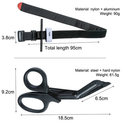 Military Tactical First Aid Rotary Pressure CAT Aluminum Rod Tourniquet - Essential Hiking, Camping, Survival Gear for Molle Rescue