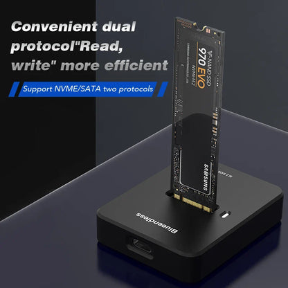 Blueendless External SSD Hard Disk NVME Enclosure – 10G Online Reading/Writing Speed, M.2 NVME SD Docking Station Case