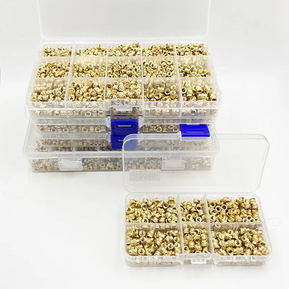 Brass Threaded Insert Nut Kit M2–M8 – Heat Set Knurled Copper Nuts for 3D Printing & Plastic Injection