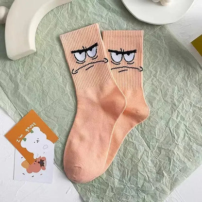 5-Pair SpongeBob Anime Cotton Socks — Breathable Long Tube Mid-Calf Socks for Boys & Girls, Comfortable Student Gift