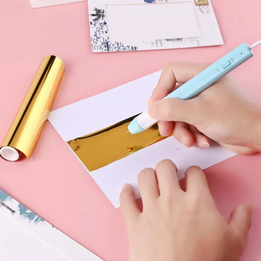 USB Hot Foil Pen with 0.8/1.5/2.5mm Tips – Slim Heat-Resistant Grip for DIY Calligraphy on Paper & Leather