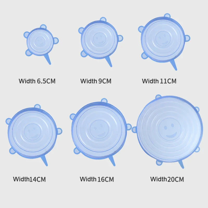 6/12Pcs Silicone Stretch Lids - Universal Taper Pot Bowl Food Wrap Sealed Cover for Kitchen Cookware