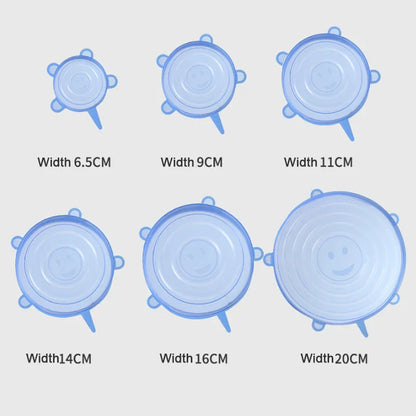 6/12Pcs Silicone Stretch Lids - Universal Taper Pot Bowl Food Wrap Sealed Cover for Kitchen Cookware